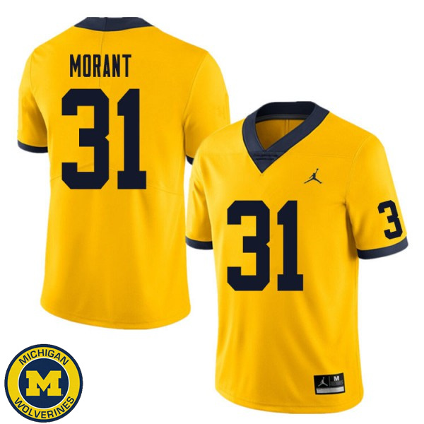 Men Michigan Wolverines #31 Jordan Morant Yellow Replica Jersey